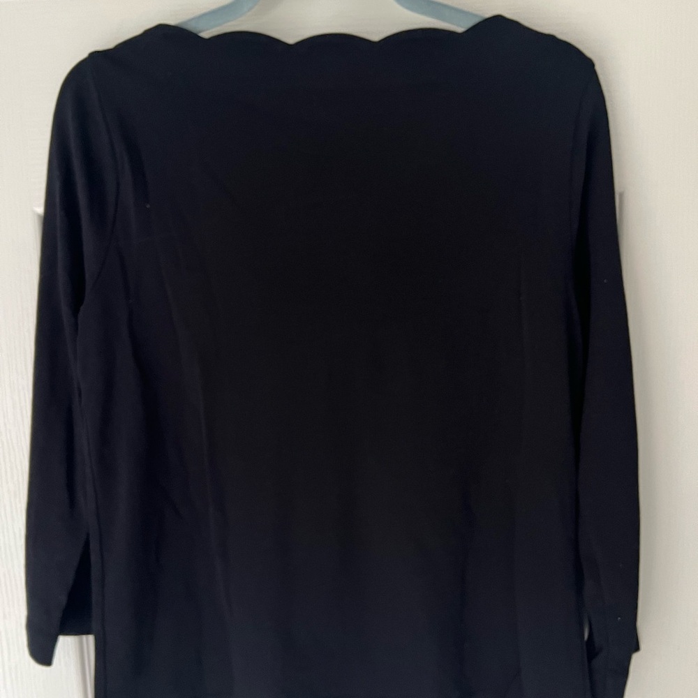 J. Crew Women's Black Long Sleeve Scallop Top - Picture 4 of 4